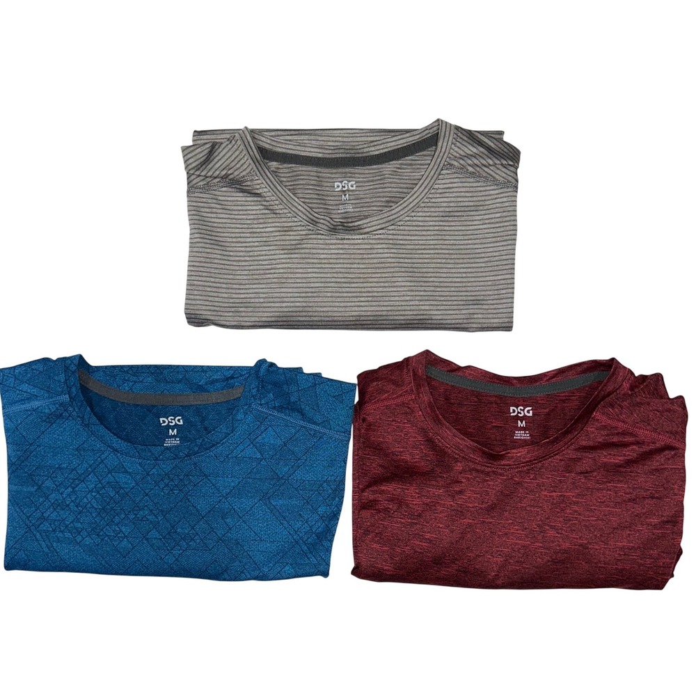 DSG Mens Activewearβ T-Shirt Bundle 3 Pack Blue Red Grey Medium Performance Tee